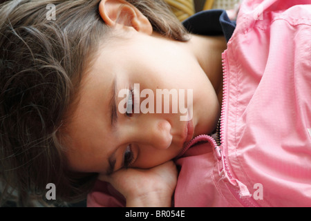 Six years old Caucasian girl. Close facial. Stock Photo