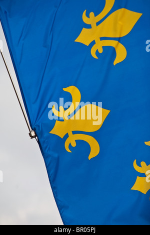 'Fleur-de-lis' flag in the historic French Quarter of New Orleans, Louisiana, USA Stock Photo