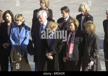 Members of the  Kennedy family visit John Kennedy's grave site at Arlington National Cemetery. Stock Photo