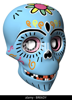 A Dia de Los Muertos or Day of the Dead style skull in a 3D style Stock Photo