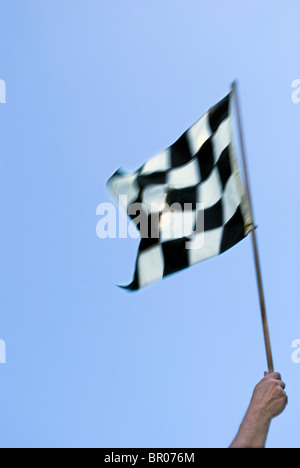 black and white checkered racing flag Stock Photo