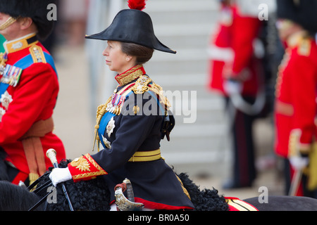 Anne, Princess Royal, attending the parade on horseback. 'Trooping the Colour' 2010 Stock Photo