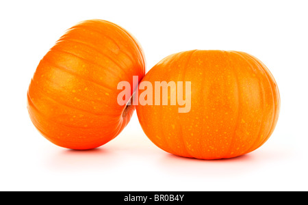 Two fresh pumpkins isolated on white Stock Photo