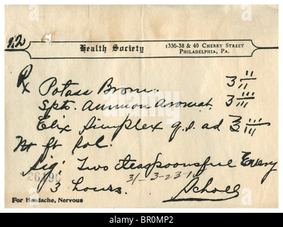 A vintage handwritten medical prescription Stock Photo - Alamy