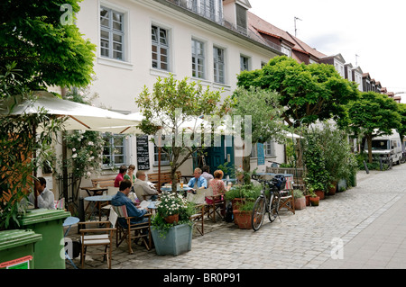 Restaurant in the Erlangen old town (Altstadt), Franconia, Bavaria, Germany. Stock Photo