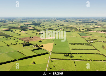 New Zealand, South Island, Methven. Aerial view of farming landscape by Methven. Stock Photo