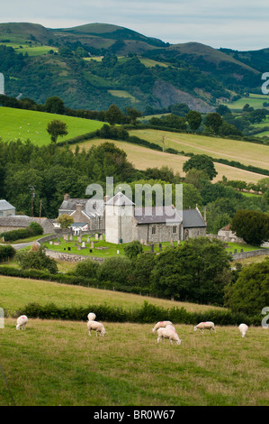 Llanddewi'r Cwm church , Near Builth Wells, Powys Mid wales UK. Set in an ancient circular churchyard, Stock Photo