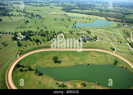 Aerial view of horse farm outside Lexington, KY. Stock Photo