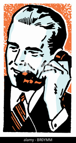 A graphic illustration of a businessman talking on the telephone Stock Photo