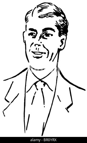 A black and white version of a graphic illustration of a businessman Stock Photo