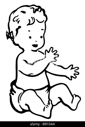 A black and white version of a portrait drawing of a young boy Stock Photo