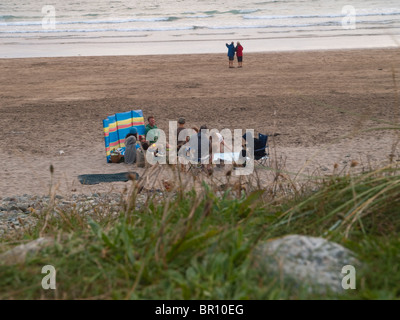People on the beach at Whitesands Bay, St Davids Pembrokeshire Wales UK Stock Photo