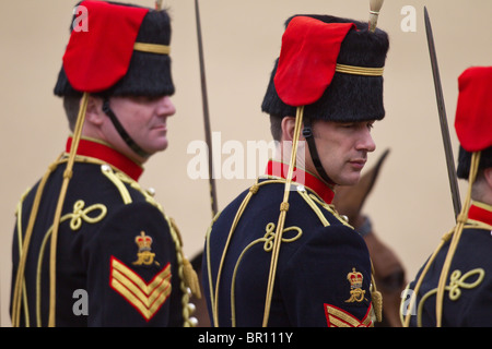 Close-up of artillery men in their uniforms. 'Trooping the Colour' 2010 Stock Photo