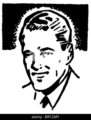 A black and white version of a graphical portrait of a man Stock Photo