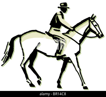 A vintage style line drawing of a cowboy Stock Photo