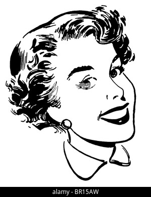 A black and white version of a vintage portrait illustration Stock Photo