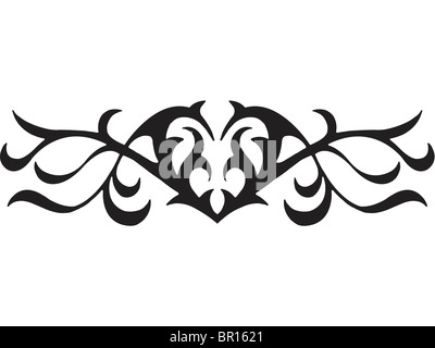 A black and white version of a graphic tribal stencil Stock Photo
