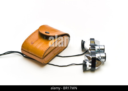 Opera glasses with leather case Stock Photo