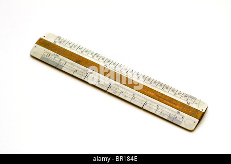 Antique ruler made by Faber Castell Stock Photo