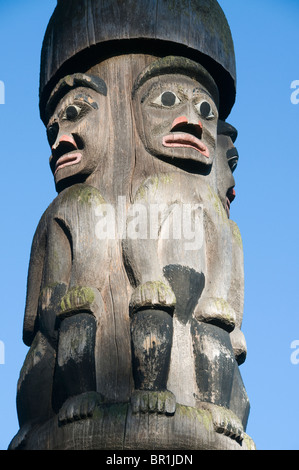 Totm Pole detail, Haida Style, Royal BC Museum, Victoria BC CANADA Stock Photo