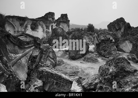 The ruins of La Recoleccion, a 300-year-old church destroyed by numerous earthquakes, Antigua, Guatemala. - Stock Photo