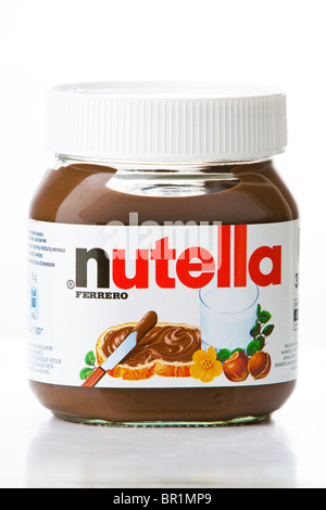 Nutella peanut spread in jar Stock Photo