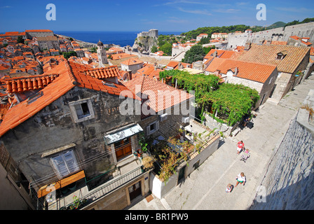 DUBROVNIK, CROATIA. A street in the old town, as seen from the town walls. 2010. Stock Photo