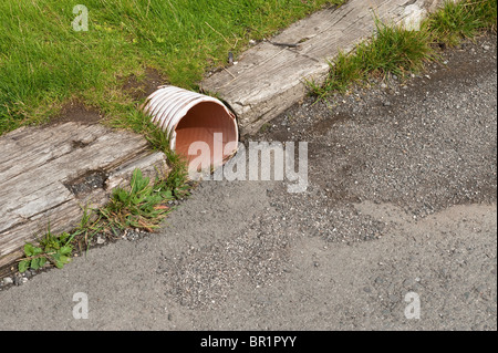 Plastic roadside drainage Stock Photo