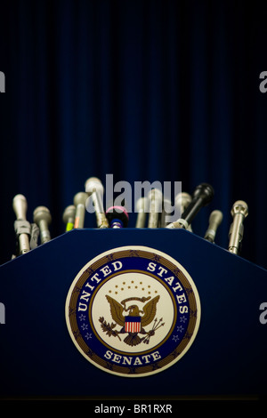 Seal Of The United States Senate Seen At A Press Conference By Senator 