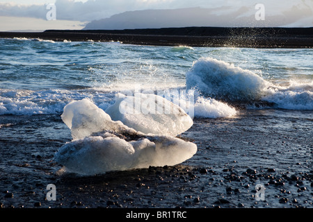 Stranded Iceberg, Joekulsalon Beach, Iceland Stock Photo