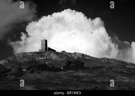 Brent Tor, church, Devon, Dartmoor, landscape, Granite,Dramatic stormy skies over The Church of St Michael weathering the storm, Stock Photo
