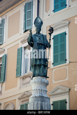 Statue of Carlo Borremeo in town street of Salo on banks of Lake Garda Stock Photo