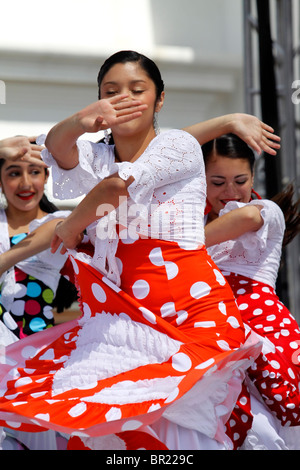 Flamenco dancers perform during Old Spanish Days celebration in Santa Barbara, California Stock Photo