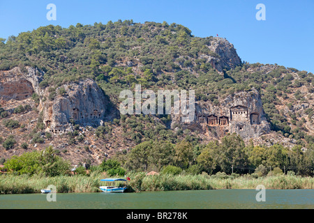 rock cut tombs, antique town of Kaunos, Dalyan-Delta, West Coast, Turkey Stock Photo
