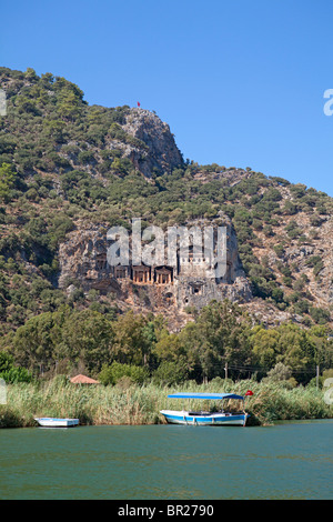 rock cut tombs, antique town of Kaunos, Dalyan-Delta, West Coast, Turkey Stock Photo