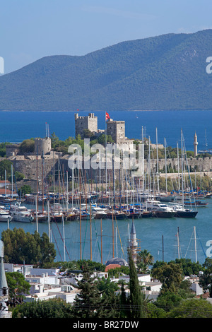 castle and marina of Bodrum, West coast, Turkey Stock Photo