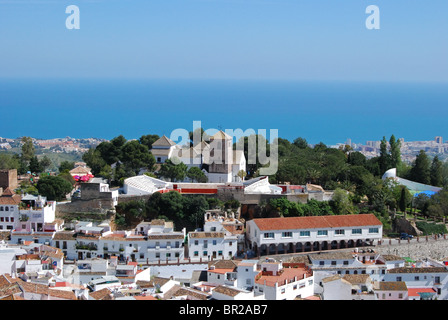 View across the town towards the sea, Mijas, Costa del Sol, Malaga Province, Andalucia, Spain, Western Europe. Stock Photo