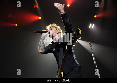 Billie Joe Armstrong from 'Green Day' performs at the 02, London, 23rd October 2009. Stock Photo