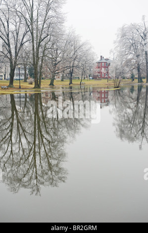 Ice Storm in Elm Park, Worcester, MA. Stock Photo