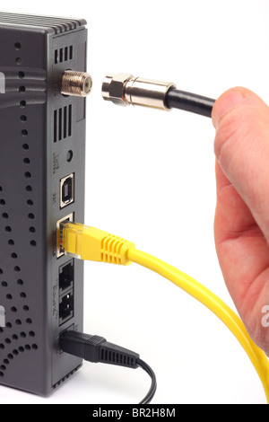 Cable emta modem with connectors Stock Photo