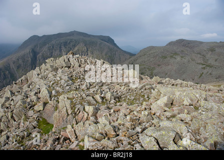 Scafell Pike, England's highest mountain, viewed from Ill Crag, Lake District, Cumbria Stock Photo