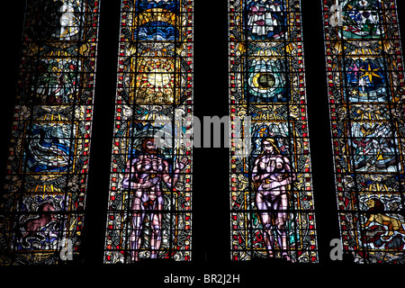 The Creation by Francis Spear Stained Glass Window in the Glasgow Cathedral Stock Photo