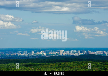 Ottawa city skyline in Ottawa River valley from King Mountain Trail, Gatineau Park, Gatineau Quebec Canada Stock Photo