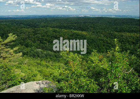 Ottawa city skyline in Ottawa River valley from King Mountain Trail, Gatineau Park, Gatineau Quebec Canada Stock Photo