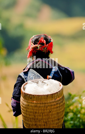 Vietnamese black hmong woman in Sapa, Vietnam Stock Photo