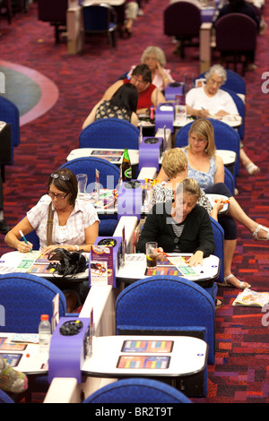 Mecca Bingo UK bingo company. People playing Bingo at Catford Bingo Hall, London, UK. Photo:Jeff Gilbert Stock Photo