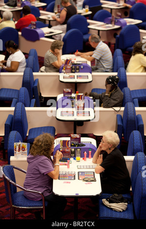 Mecca Bingo UK bingo company. People playing Bingo at Catford Bingo Hall, London, UK. Photo:Jeff Gilbert Stock Photo