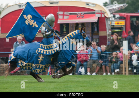 The Knights of the Damned medieval jousting team performing at the Essex Country show Stock Photo