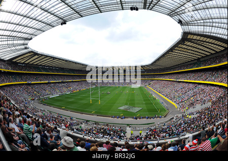 View inside a full Twickenham Stadium, London. Home of the English Rugby Football Union or RFU Stock Photo