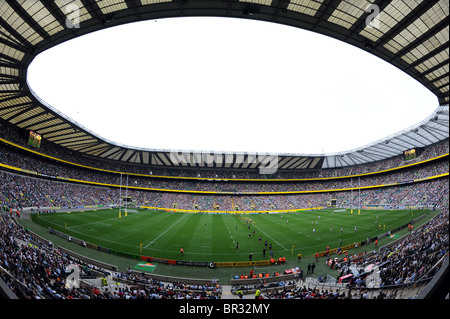 View inside a full Twickenham Stadium, London. Home of the English Rugby Football Union or RFU Stock Photo